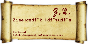 Zisencsák Mátyás névjegykártya